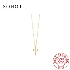 Pendants Real 925 Sterling Silver Zircon Cross Pendant Necklaces For Women Minimalist Light Luxury Fine Jewelry Korea Cute Accessories