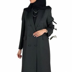 Schwarz Schal Revers Frauen Blazer Sommer Fi Prom Party Hochzeit LG Mantel Ein Stück Neue Oberbekleidung Zweireiher Jacke 512H #