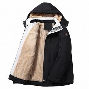 パーカージャケットの男性フード付きフリース裏地の屋外ジャケットは暖かいウィンドブレイカーを厚く保ちます冬のジャケットの男性カジュアルコート7xl d77r＃