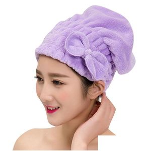 シャワーキャップ卸売-21x25cm女性のためのドレッシングガウンヘアドライヤーヘッドヘッドハットガールズバスバスルーム編み帽子帽子帽子キャップ女性ドロップデリot9ah