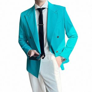 Британский стиль осень новый двубортный пиджак для мужчин Slim Fit Повседневная одежда для свадебной вечеринки Формальный костюм пальто Homme 3XL Y2Fk #