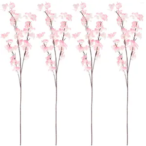 Decorative Flowers 4pcs Artificial Oriental Cherry Stems Lifelike Blossom Fake