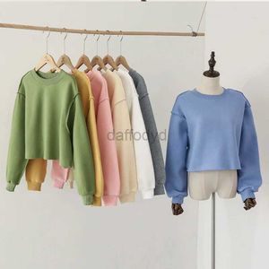 Hoodies Women's Sweatshirts 2023 New S-XL 13 ألوان صلبة Khaki Women الخريف الشتاء غير الرسمي الأكمام الطويلة ذات الأكمام الطويلة الفضفاضة القميص القميص القمصان الإناث 24328