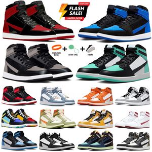 1 1s Scarpe da basket Verde Low Shadow Satin Bred Patent Metallic Borgogna Oro Lost Found Denim Celadon University Blu Scuro Mocha UNC Donna Uomo Sport Sneakers Gai