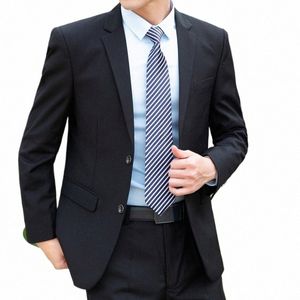 Nowy Blazer+Spodnie Męski Busin Dżentelmen włoski styl Slim Solid Kolor Profial Suit Groom Best Man Suit B3l0#