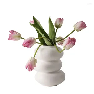 Vaser nordiska ins ljus lyx donuts vit keramisk vas enkel blommor arrangemang prydnad konst hantverk hem dekoration