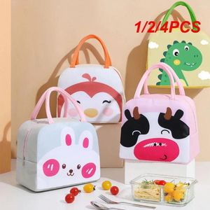 Louça 1/2/4 PCS Cute Cartoon Lunch Box Saco isolado Leve com você para trabalhar estudante portátil