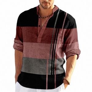 Nowa wiosenna i jesienna męska męska koszula Slim Casual Shirt LG Sleeve Koszulka P0LP#