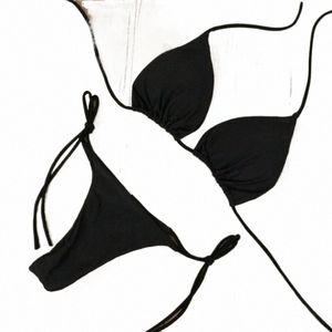 Летние сексуальные однотонные комплекты бикини женские с завязками сбоку стринги Thg купальник женский бандажный купальный костюм бразильские купальники Biquini 51fU #