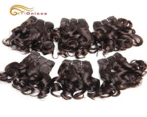 Hair Extensions Kawałki Mechones de Cabello Humanco Rizado 100% rozszerzenia Brasileo Ondulado 6 UNIDS/LOTE Color 1B/2/4/30/33/99J 2102228379185