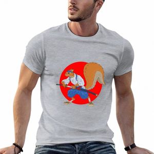 samurai Squirrel T-Shirt anime roupas costumes simples mens camisetas gráficas hip hop T1tD #