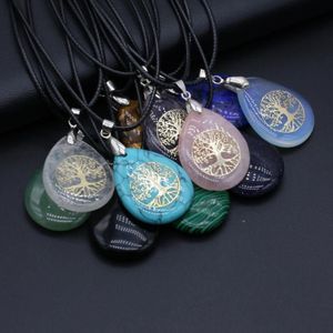 Naszyjniki wisiorek Reiki Healing 7 Chakra Crystal Agates Naszyjnik Amulet Kamień naturalny Lapis Lazuli Energia dla kobiet Prezent biżuterii 2575