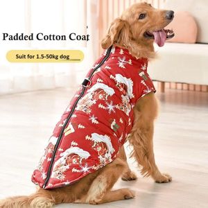 Dog Apparel Christmas Waterproof Large Coat Winter Pet Cotton Clothes Vest With Leash Hole For Small Meduim Dogs