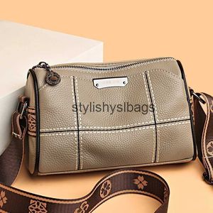 Bolsas de ombro femininas bolsas de couro genuíno designer de luxo 3 camadas vaca crossbody senhoras grande capacidade saco do mensageiro h240328