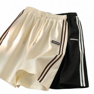 mexzt Striped Shorts Women Summer Streetwear Loose Wide Leg Shorts Korean Casual Elastic Waist Sports Shorts Bf Couple Oversized b04g#