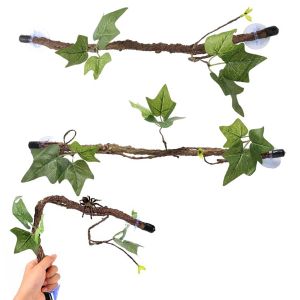 Supports Reptile Climbing Vines 2Pcs Terrarium Plant Decoration With Suction Cup Plastics Branches Pet Tank Habitat Terrarium Decor For