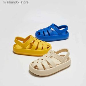 Sandálias infantis sandálias romanas verão respirável oco sapatos infantis meninos e meninas anti deslizamento sola macia sapatos de praia q240328