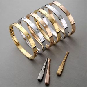 Lyxarmband Kvinnlig rostfritt stål Skruvmejselpar Bult Driver Skruv Fashionabla Bangle Alloy Gold-Plated Craft Never Fade283C