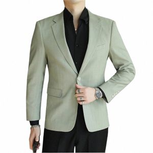 Koreański kombinezon z pojedynczym piersi Blazer duży rozmiar 5xl LG Rękaw Solidny kolor mężczyzn Kostium Slim Fit Casual Męskie ubrania Sprężyna L3PU#