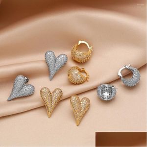 Hoop Huggie Earrings Exquisite Fl Crystal Heart For Women Copper Gold Plated Half Ball Cz Jewelry Gifts Ersw36 Drop Delivery Dhxmy