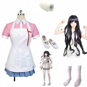 Danganrpa Mikan Tsumiki Cosplay Costume Halen Carnival Ultimate Nurse Costume Cafe Maid Maid للنساء Z6Jo#