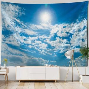 Tapisseries Nature Landscape Big Tapestry White Cloud Sky Wall Hanging Mandala Home Art Bakgrund Tyg Hippie Boho Tygdekoration