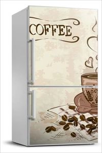 Adesivi Tema caffè Adesivo per frigorifero Bevanda occidentale Porta del frigorifero Copertura completa Decalcomania murale Decorazioni per la casa Cucina Carta da parati Autoadesiva