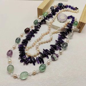 Pendants Natural Stone Crystal Pearl Necklace Style Buckle Head Original Three Circle Fashion Temperament Heavy Industry Necklac