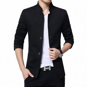 2023Four Seases nya stiliga avslappnade blazer Slim Stand Collar Zhgshan Suit Men's Middle-Aged Busin Blazer Top Single West P2NX#