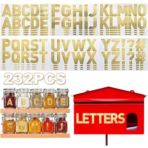 Aufkleber, 232 Stück, 6,3 cm, goldene Alphabet-Aufkleber, große Buchstaben, Zahlen, selbstklebende Vinyl-Aufkleber für Briefkasten, Wand, Hochzeitsdekoration, Etikett