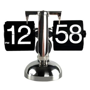 시계 유럽 크리에이티브 플립 다운 페이지 데스크 시계 레트로 플립 테이블 시계 스테인리스 기계 자동 플립 시계 홈 장식