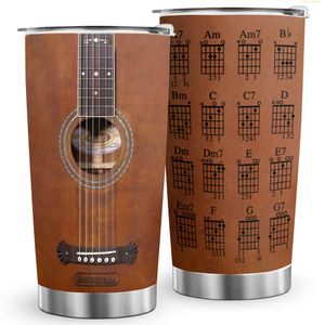 1pc Tumbler Cup Lid 20oz Stunning Detailed Guitar Image with Chord Chart Kitchen Grade Stainless Steel Double Wall Insulation Mug