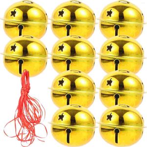 Party Supplies 21Pcs Bells With Ribbon Christmas Craft Bulk Xmas Tree Hanging Ornament Festival Jewelry Making Golden 4cm