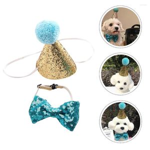 Dog Apparel Small And Medium-sized Pets Birthday Party Decorative Tie Set (Sky-blue)