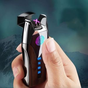 Nowy pulsowy odcisk palca Plazma Dotknij USB ładowanie przenośna wiatroodporna metalowa podwójna łuk na świeżym powietrzu spersonalizowany prezent dla mężczyzn