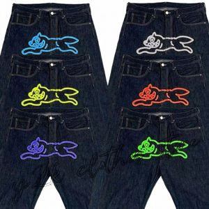 Y2K Jeans Men Harajuku Hip Hop Dog Graphic Print Baggy Jeans Black Pants New Harajuku Punk Rock Gothic Wide Trousers Streetwear 73aq#