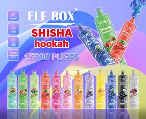 Original Elf Box SHISHA Hookah 15000 Puffs Disposable E-cigarettes 12 Flavors 650 MAh Rechargeable Battery 24Ml Prefilled Pod Big Vapor Kit Airflow Control instock