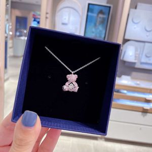 Swarovskis Jewelry Necklace Using Elements Crystal Heart Pounding Teddy Bear Collarbone Chain Original Template Brilliant Teddy Bear Necklace