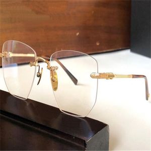 Neue optische Brille im Modedesign 8086, unregelmäßiger, quadratischer, randloser Rahmen, Titanbügel, Vintage-Stil, einfacher und vielseitiger Stil mit le285q