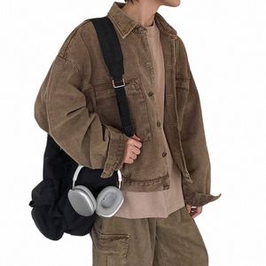 IEFB 2023 Yeni Denim Ceket Erkekler Sonbahar Kore tarzı Fi Kısa Ceket Çar Gevşek Jean Street Giyim Vintage Erkek Giyim 9C1662 13LO#