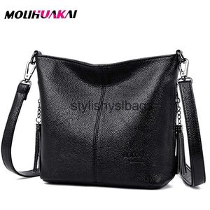 Cross Body Women Skórzane torby Luksusowe ramię torebka torebka żeńska Messenger Bag Fashion Crossbody for Bolsas SAC H240328