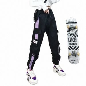 fiable Cargo Pants Women Color Matching Ankle Banded Skateboarding Pants Black Joggers Women Sweatpants Plus Size S-4XL 5XL e2IH#