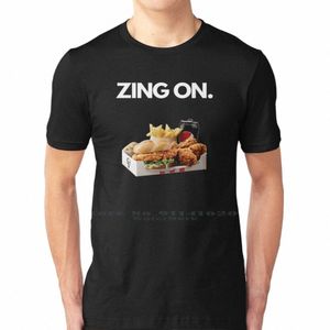 Zing On T Shirt 100% Pure Cott Food Australia Zinger Zinger Box Kfc Meme Memes Aussie Cool Divertente Zing On Estetico australiano Q8h9 #
