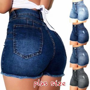 Pantaloncini di jeans push-up da donna Jeans strappati a vita alta Hotpant Slim Fit Denim Short Summer Fi Sport femminile Pantaloncini ultra