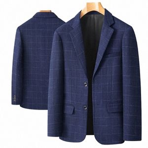 high Quality Fi Handsome Busin Everything Old Leisure Loose Plaid Suit Men Middle-aged Suit Dad Coat Blazer Masculino O9yk#