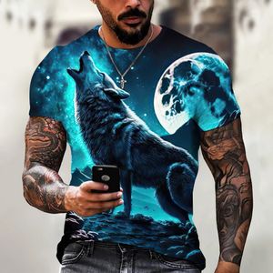 2024 Wolf T Shirt für Herren Animal Print Kurzarm Top 3D Casual Straße Mann T-shirt Übergroßen T Shirt männer Vintage Kleidung