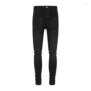 Men's Jeans AM Streetwear Denim Casual Stretch Cotton Regular Fit Black Long Pants Fashion Straight Skinny Trouser