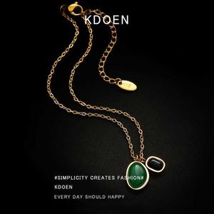 Anklety europejskie i amerykańskie mody zielone i czarne kamienne wisiorki łańcuchy ze stali nierdzewnej kostki wszechstronne proste akcesoria biżuterii2403