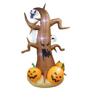 vendita all'ingrosso personalizzato 2.4 / 3/4 / 5m appeso fantasma zucca gonfiabile albero morto modello decorazione esterna di Halloween con luce LED-001