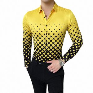 2022 verão polka dot print camisas homens lg manga magro camisa casual roupas masculinas streetwear busin festa social smoking blusa e0or #